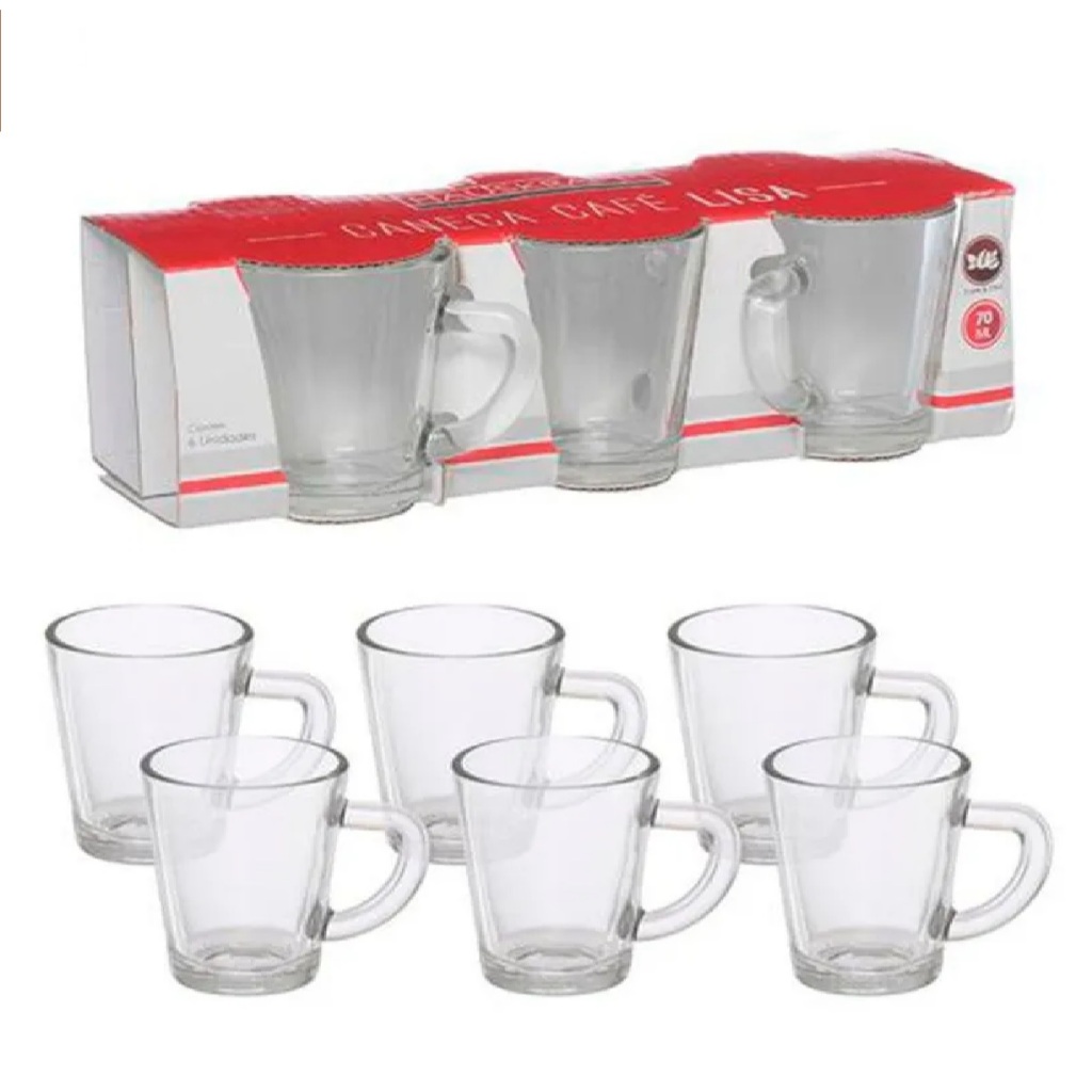 Caneca de Café de Vidro 70ml Hauskraft Lisa Jogo 6 Peças