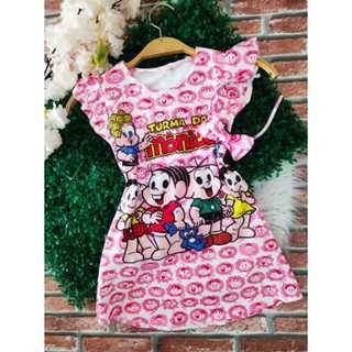Vestido Menina Infantil Luna Temático T Monica Rosa + Arco de Cabelo