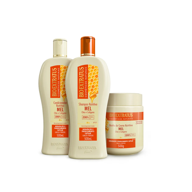 Kit Mel Nutritivo Bio Extratus (Shampoo, Condicionador e Banho de Creme 500g/ml)