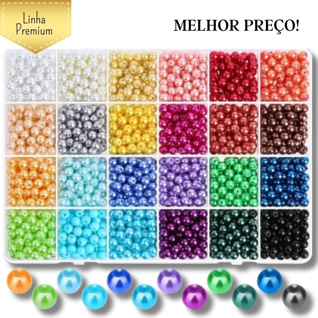 Pérolas ABS 6MM - 300 Unidades - Com Furo Passante