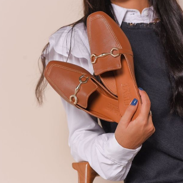 Mule Feminino Bico Quadrado Da Peça Grossa Casual Oferta Relâmpago