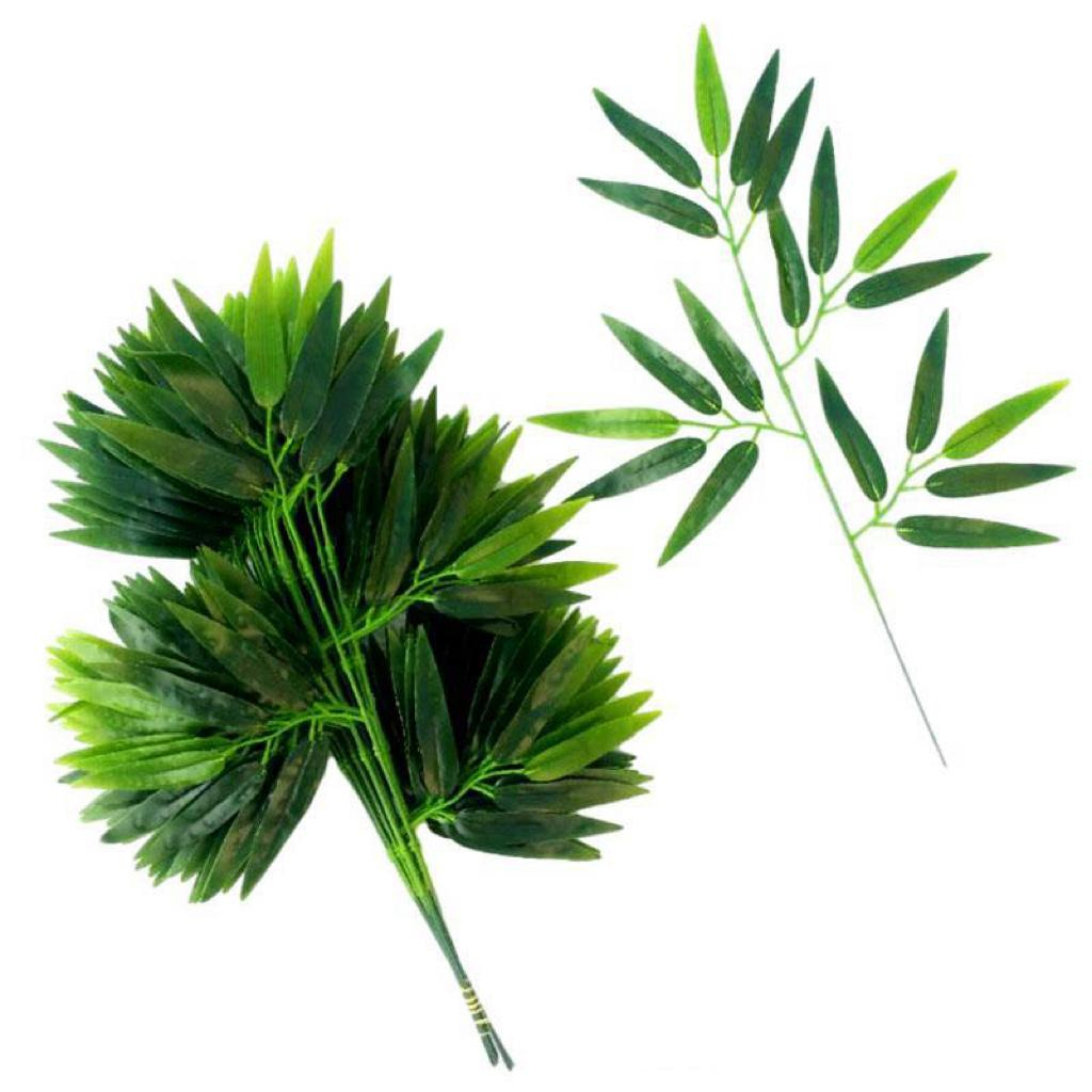 Kit 4 Galhos Folhas De Bambu Artificiais Elegante Permanente Decoração Para Arranjos Folhagem Decorativa