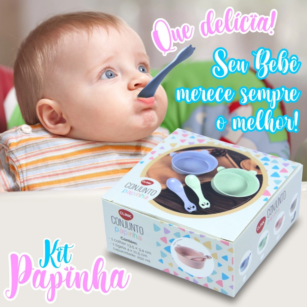 Conjunto Papinha 2 Peças - Tigela e Colher de Fibra de Trigo e Plastico