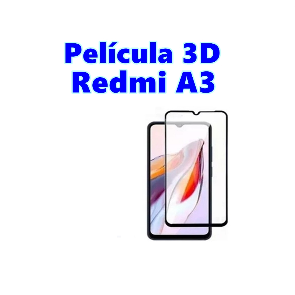Película 3D Redmi A3 Protetora De Tela Frontal Full Cover Para Celular Xiaomi + Kit Aplicação