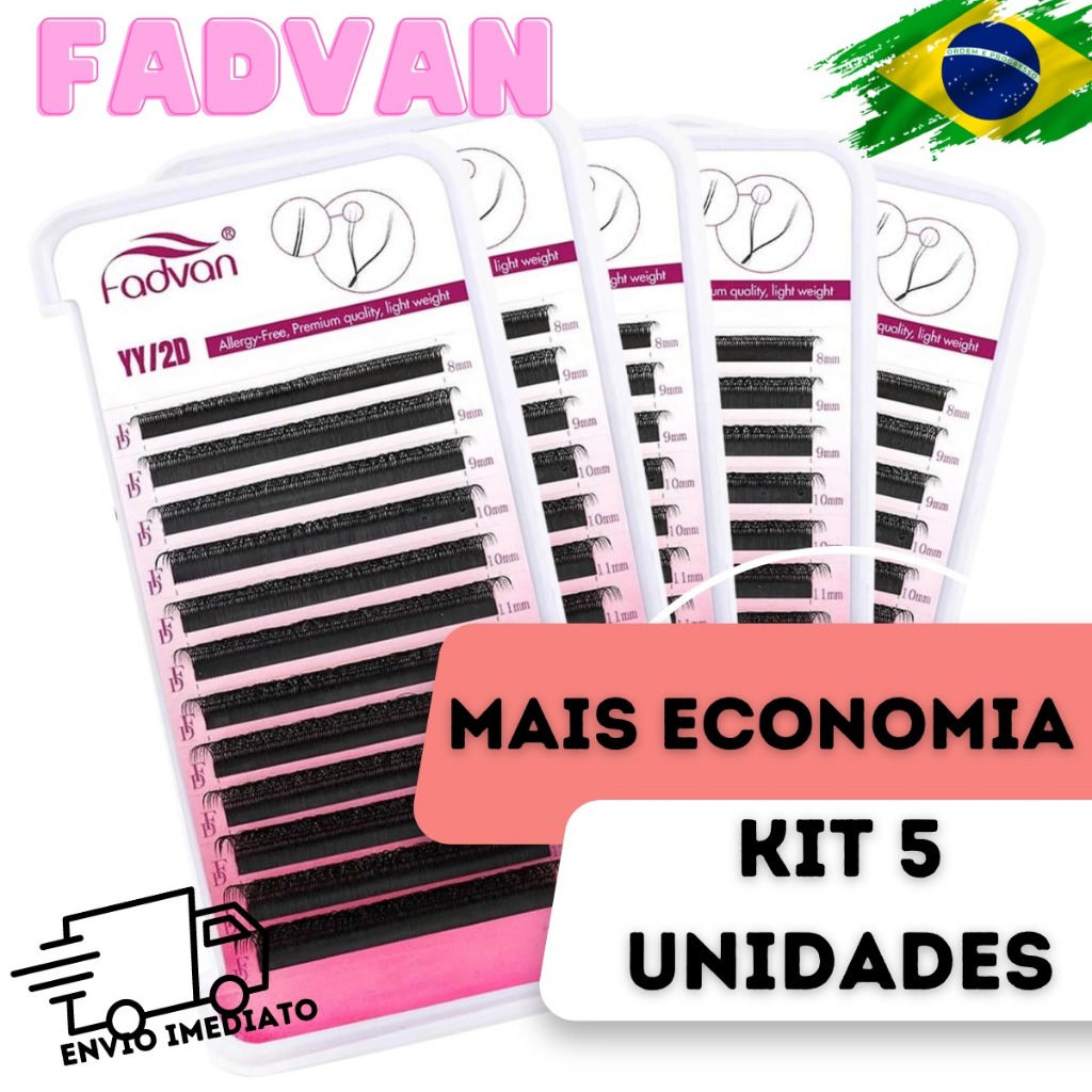 (Kit 5 Unidades) Cílios Y Fadvan Volume Brasileiro Lash Lift Tufinho Fio a Fio Alongamento