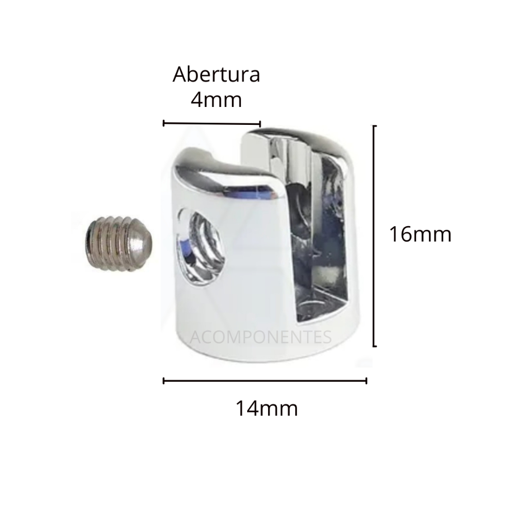 100Uni - Suporte Prateleira Fenda Zamac Ferro Cromado 4mm ou 6mm/8mm/10mm
