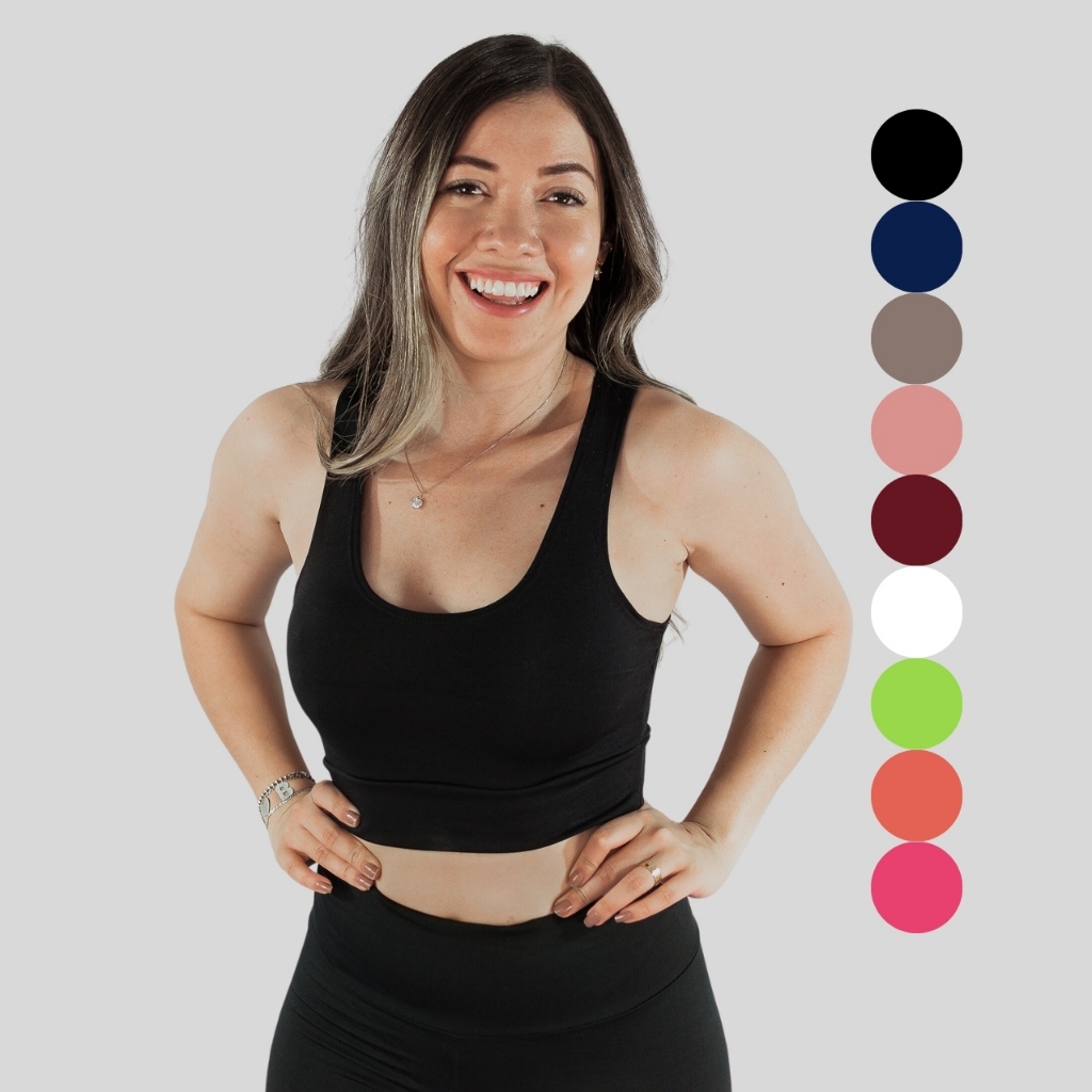 Top Fitness Feminino para Malhar Moda Academia nadador sem bojo e Sustentável