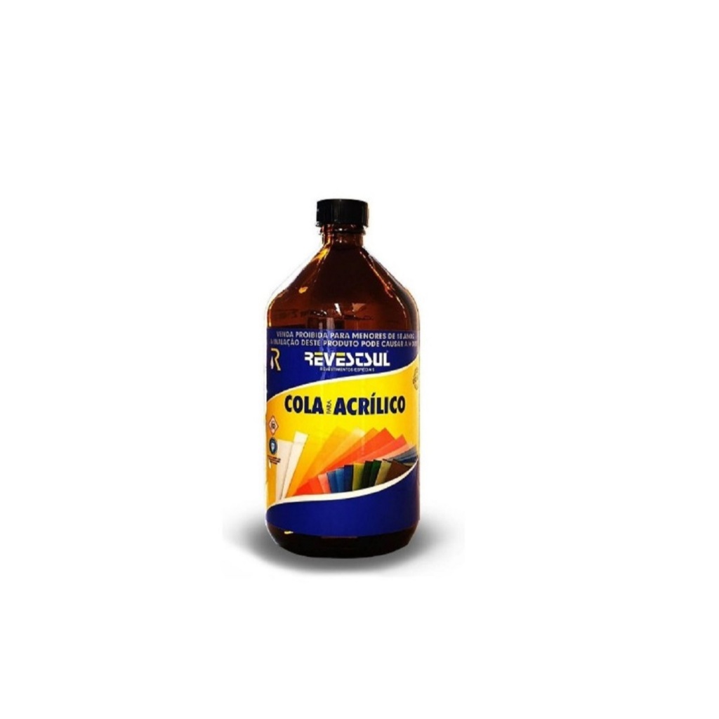 Cola Especial para Acrílico e Acrilato Revestsul  Rev 500 Embalagem Vidro  1000ml ou Lata 900ml