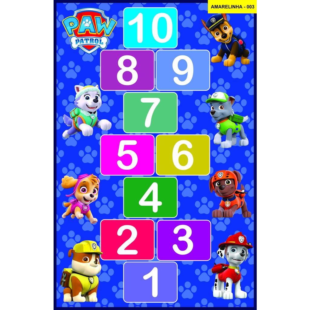 Amarelinha Brinquedo Tapete Infantil Lona Jogo Crianças Patrulha Canina