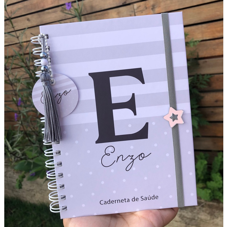 Caderneta de Saúde Infantil Personalizada A5 | SUS Atualizado | Capa Dura | Monograma Listras
