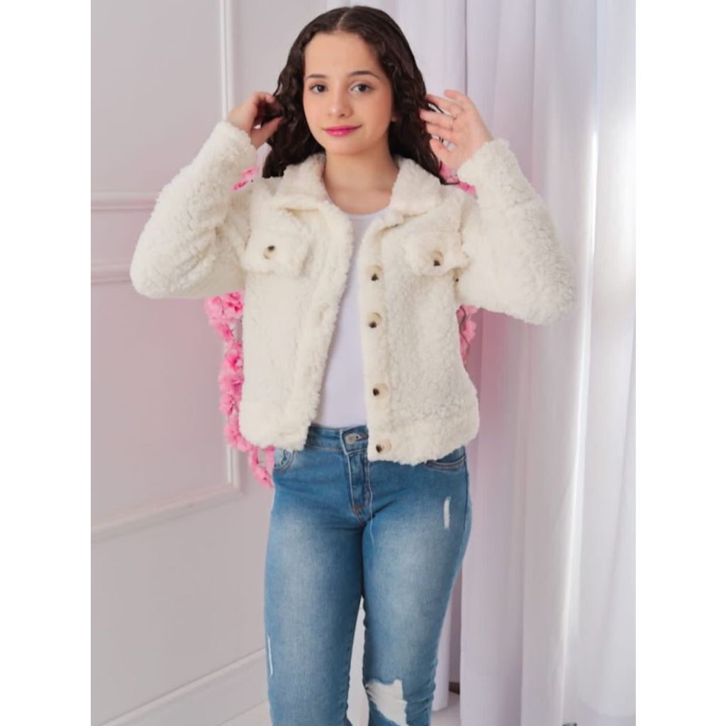 Blusa Casaco Teddy Infantil com Botões (BINF509)