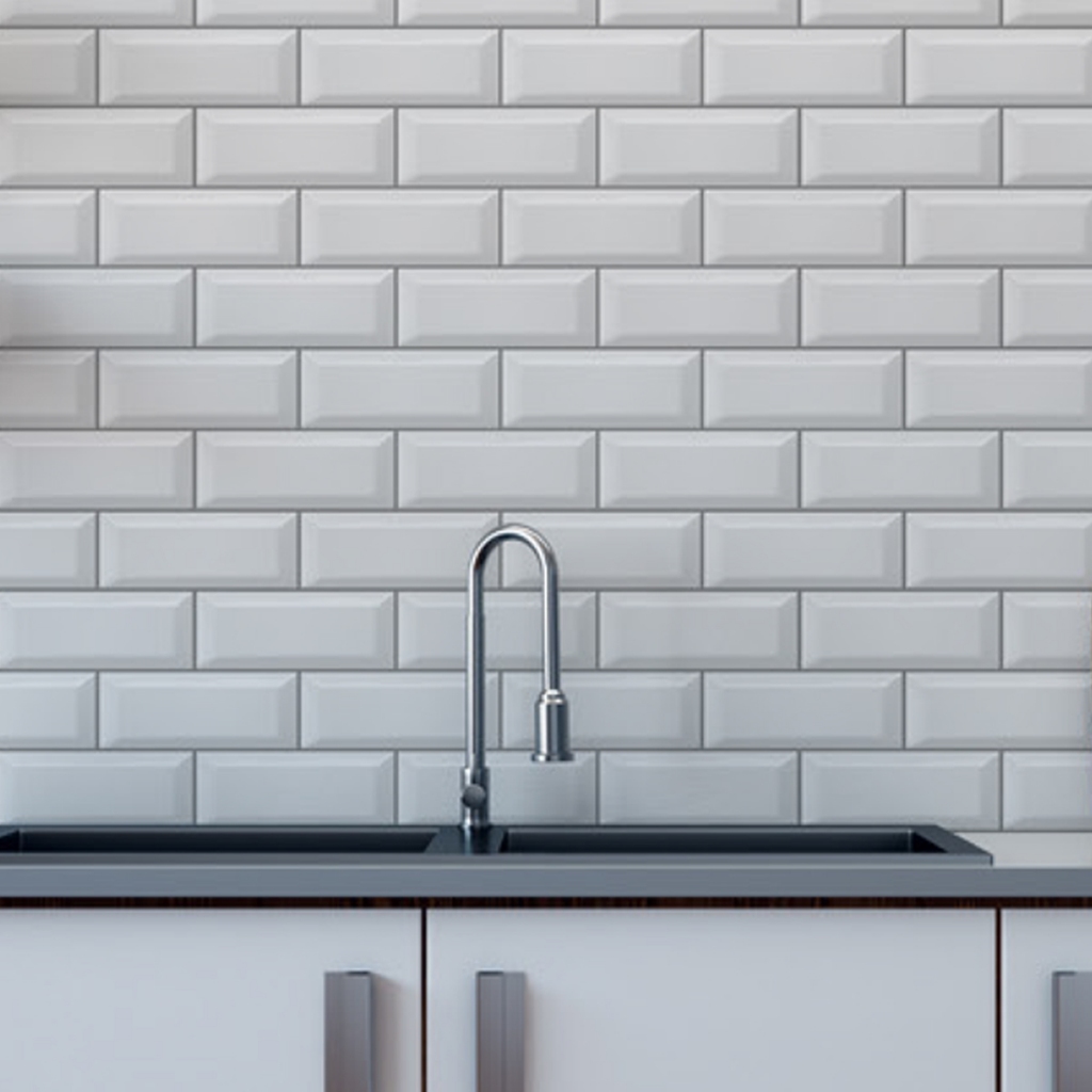 Papel De Parede Azulejo Tijolinho Tons De Branco e Cinza Metrô White Revestimento Geométrico Moderno