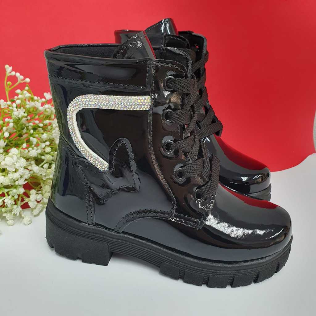 Bota Infantil Menina Coturno Strass Borboleta Feminina