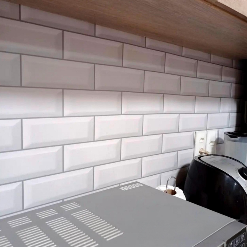 Revestimento Adesivo Azulejo Metrô White Cozinha Banheiro Vinil Autocolante  Papel de Parede Vintage