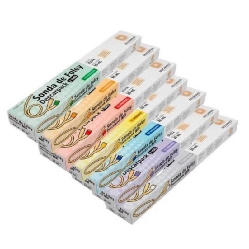 Sonda foley 2 vias descarpack c/10 12,14, 16, 18, 19, 20, 22, 24