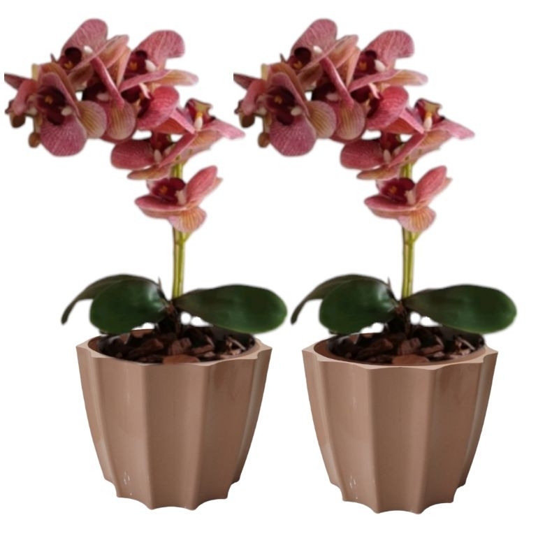 kit 2 Vasos Decorativos para Plantas  Cachepô Resistente Polietileno Injetado estilo Fibra de Vidro