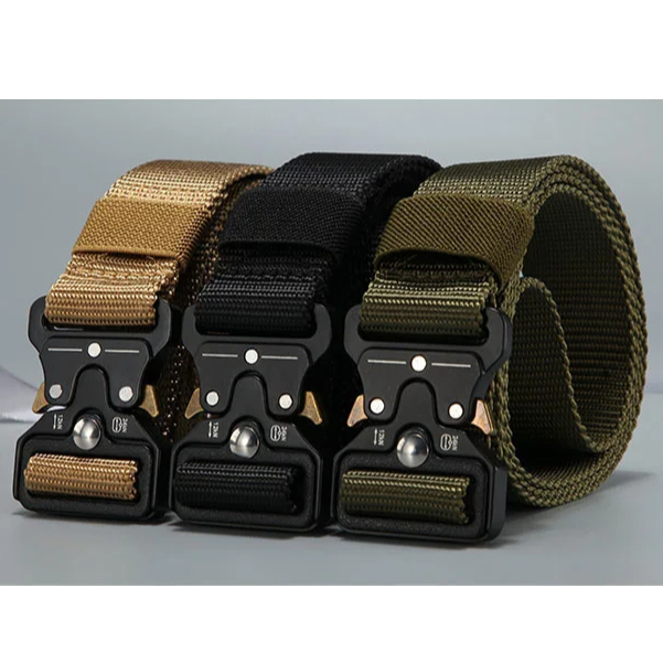 Moda Cinto Largo Masculino Nylon Fivela Liga de Zinco e Engate Rápido