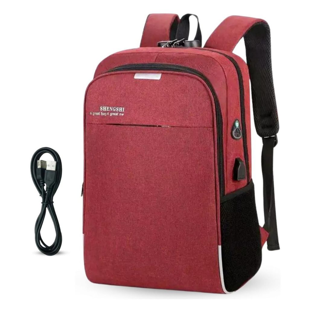 Mochila notebook USB Anti furto e Anti-roupo com Cadeado e Entrada Fone de ouvido