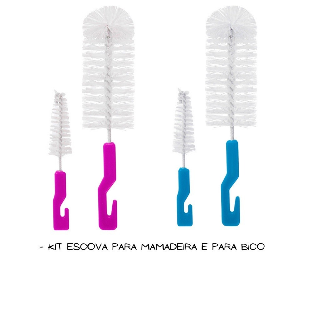 Kit Escova para Lavar Mamadeira - Lava Mamadeira e Bico Para Bebes Limpeza