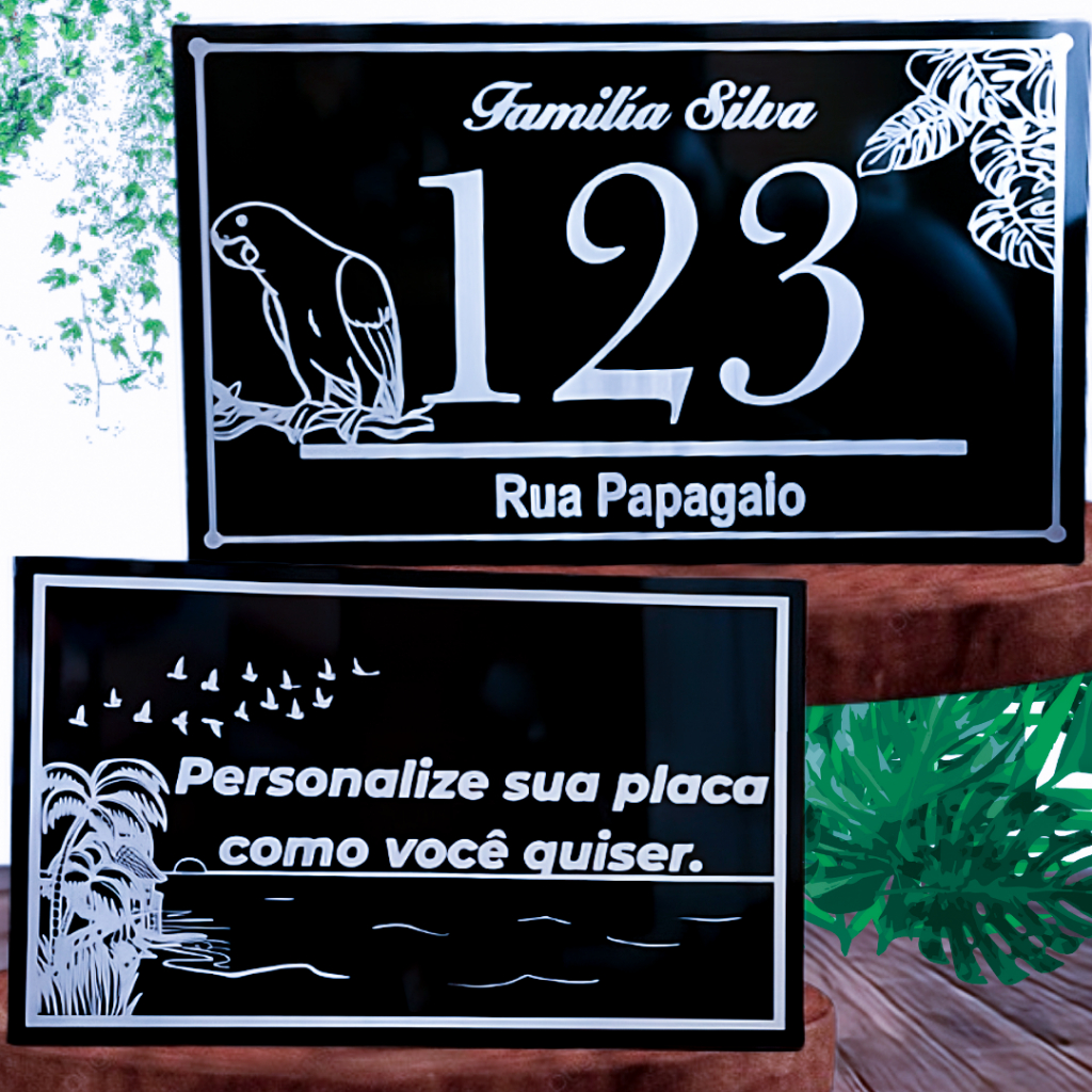 Numero Residencial Endereço de Casa em Placa Preta Personalizado