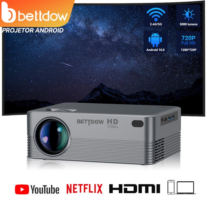 Bettdow projetor completo hd 1080p 4k wifi mini led portátil 2.4g 5g para android ios smartphone vídeo escritório em casa acampamento