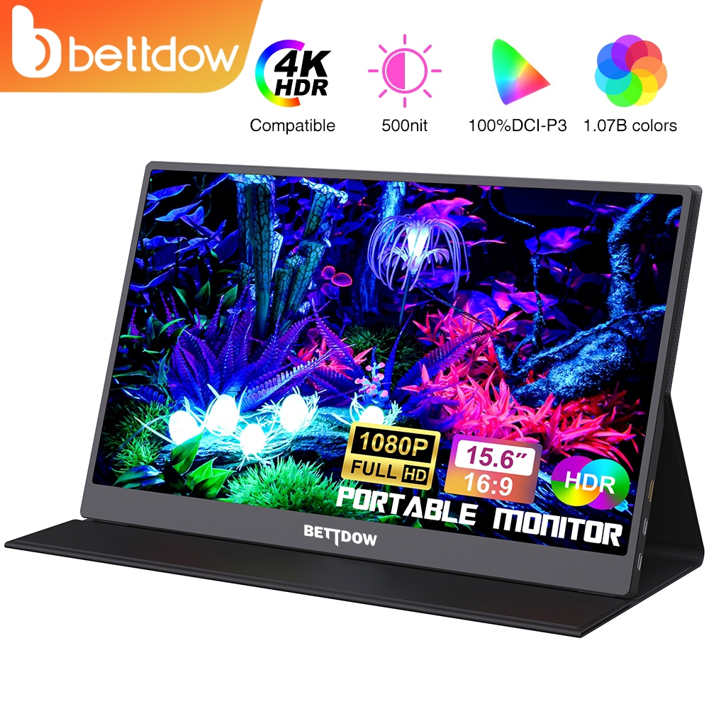 BETTDOW Monitor Portátil para laptop 15.6 ''1920*1080p 4k fhd ips monitor portátil para ipad/pc/mac/telefone/xbox switch/ps4