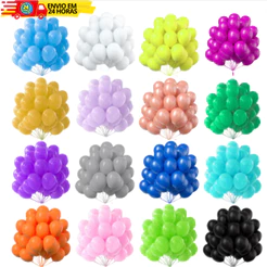 10 Unidades Balão Bexiga Latex 7 Polegadas Para Festas e Eventos