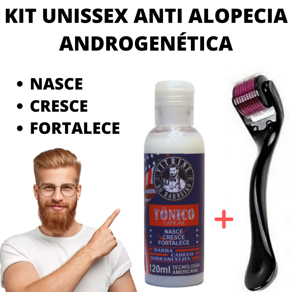 Kit Dermaroller + Tônico Capilar Unissex Para Crescimento Do Cabelo Evita Queda em Oferta na Shopee