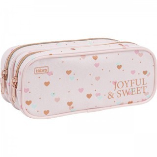 Estojo Duplo Grande Académie Coração MetalizadoTilibra em Oferta na Shopee