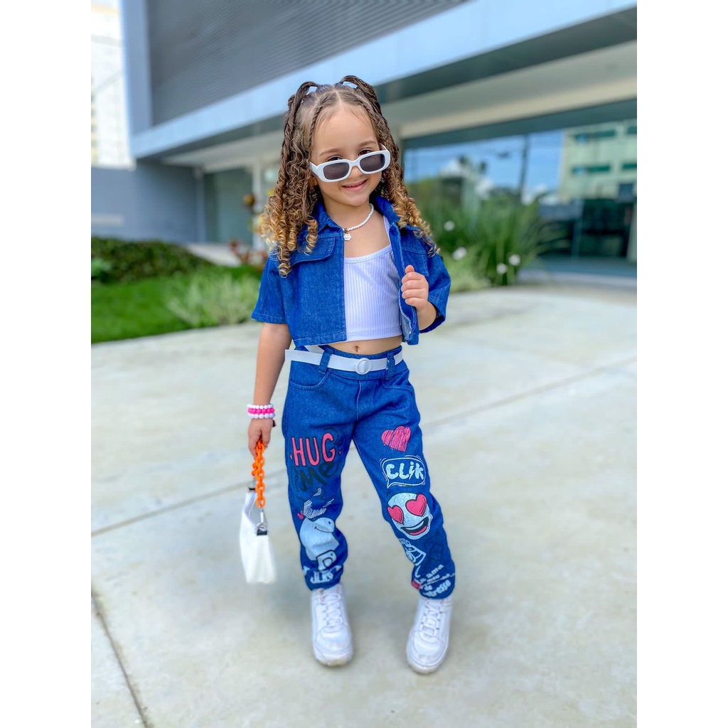 Lindo conjunto calça infantil menina estilo blogueirinha Envio imediato 4 peças