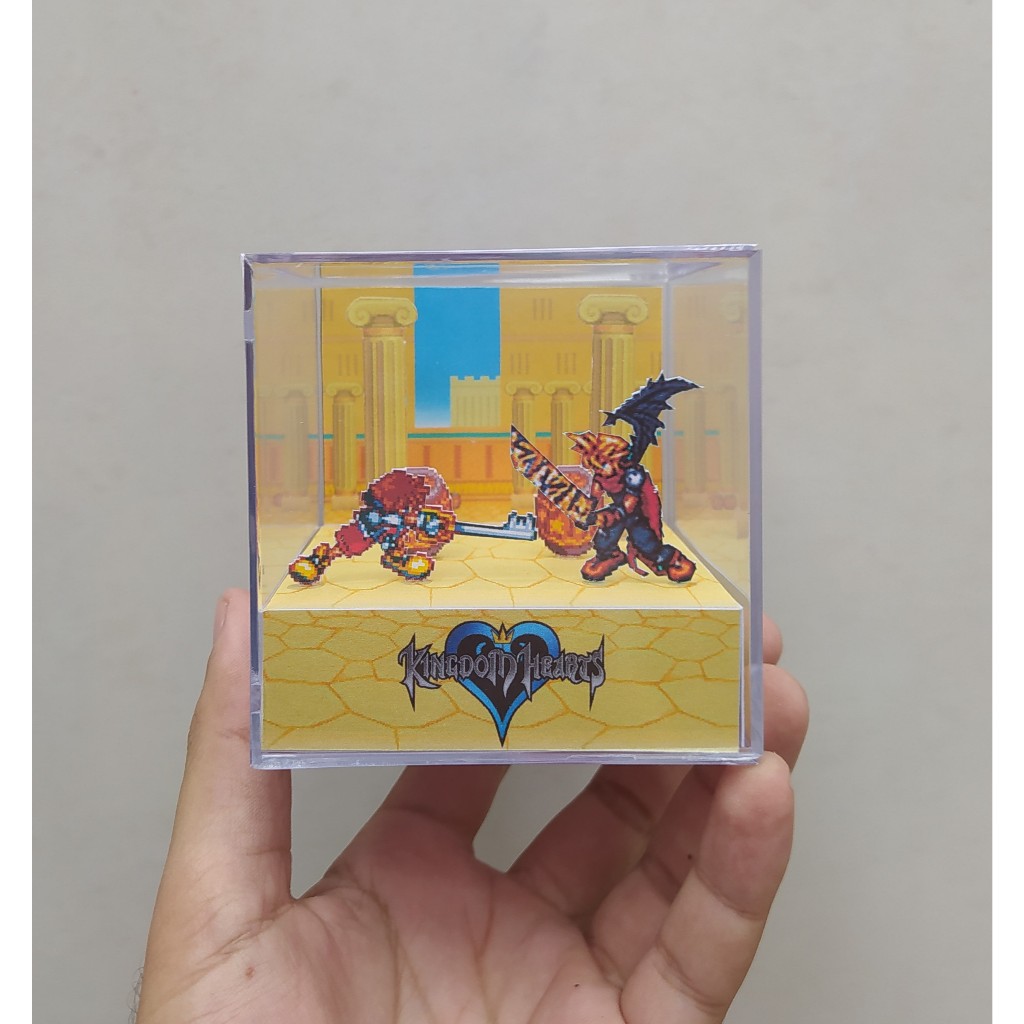 Cubo diorama kingdom hearts sora vs cloud