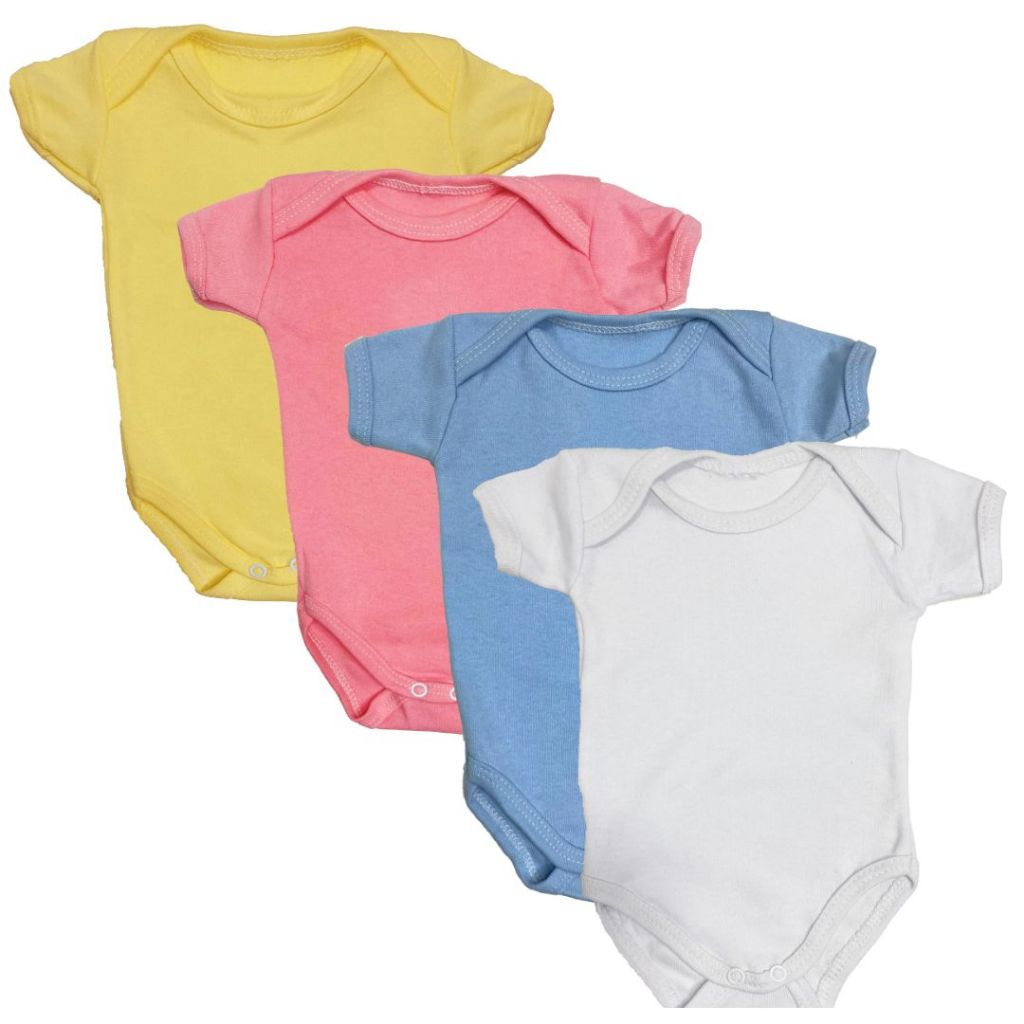 kit 3 Bodys para bebe manga curta infantil menina e menino algodão