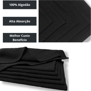 Pano De Prato Bainha Reforçada Preto 100 % Algodao Atacado Kit Com10 Peças Flanelado Liso 50x 70 cm Qualidade Premium em Oferta na Shopee