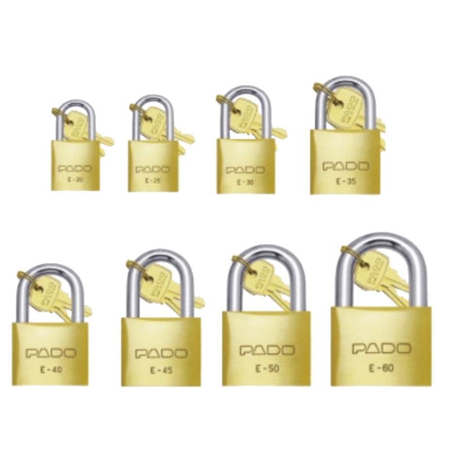 Cadeado dourado reforçado tamanhos 20mm à 50mm 1 unidade LT PADO