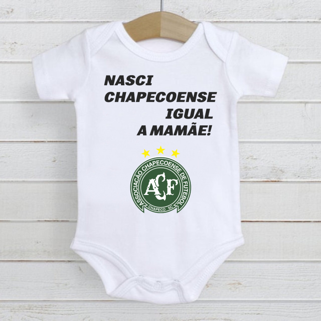 Roupa de Bebê Body time futebol Nasci Chapecoense igual a mamãe