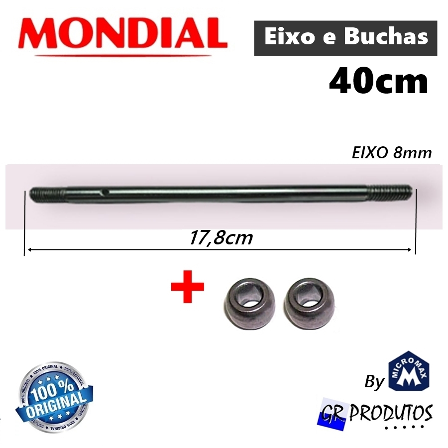 Eixo e Buchas Ventilador Mondial 40cm 17,8cm