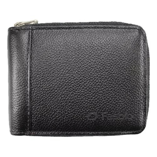 Carteira Masculina Em Couro Natural Zíper Porta Moeda Fasolo