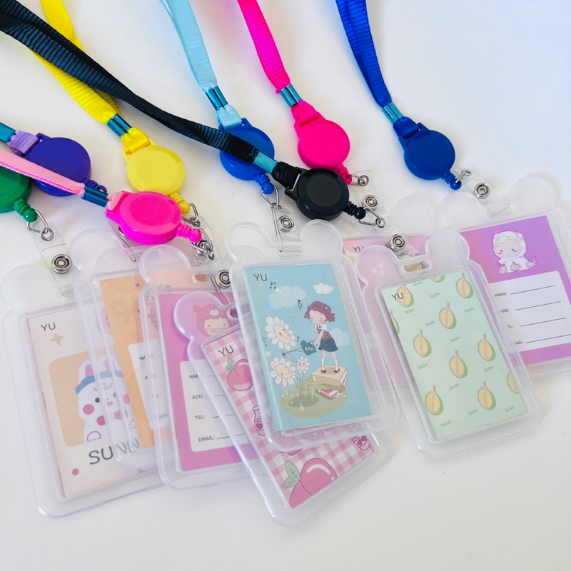 2 peças Orelhas de urso fofas Porta Crachá Com Cordão Bilhete Cartões Ultra resistente estudante em Oferta na Shopee