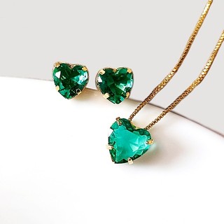 Conjuntos de Brinco e Colar Kit Zircônia Ouro 18k Asthetic