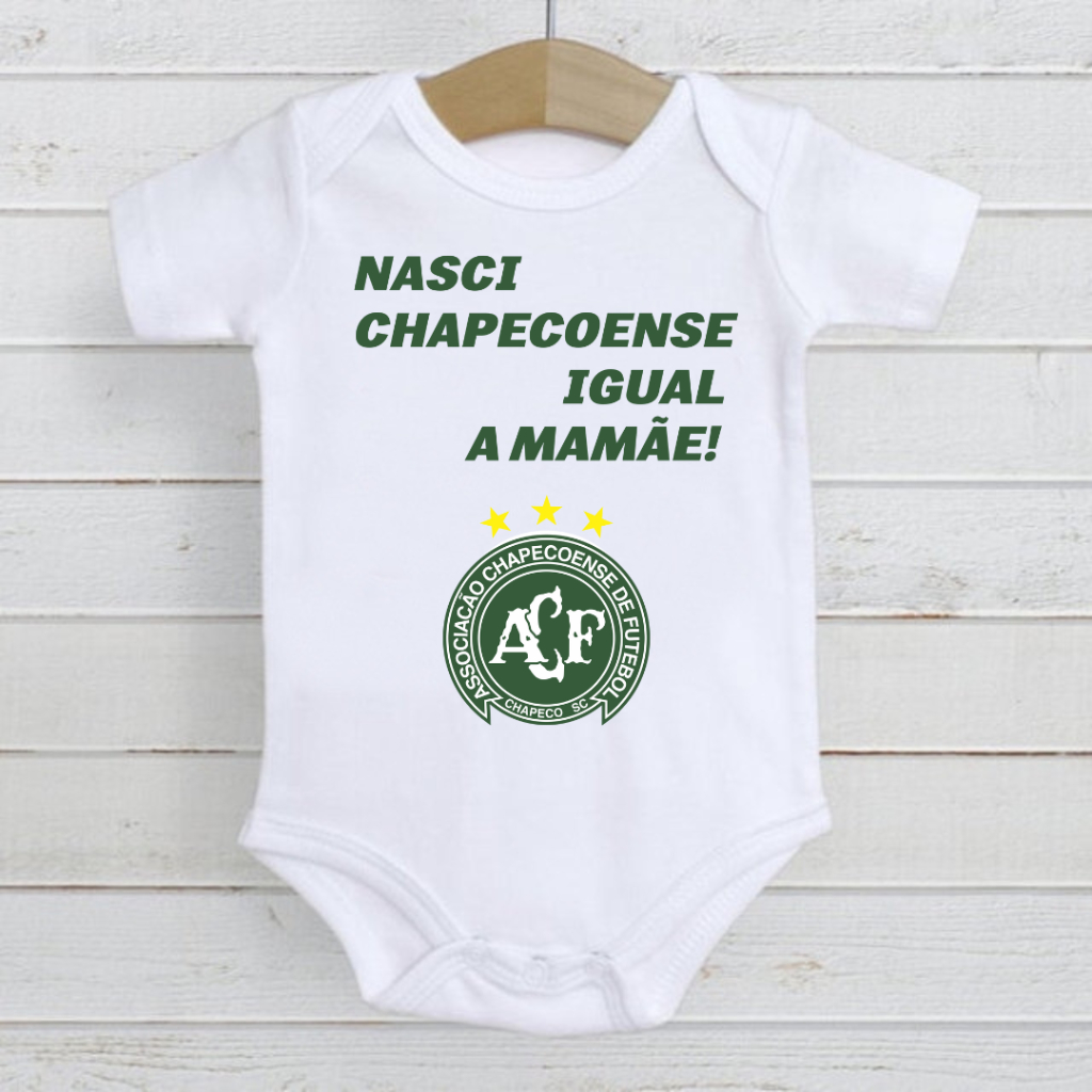 Roupa de Bebê Body time futebol Nasci Chapecoense igual a mamãe ref01