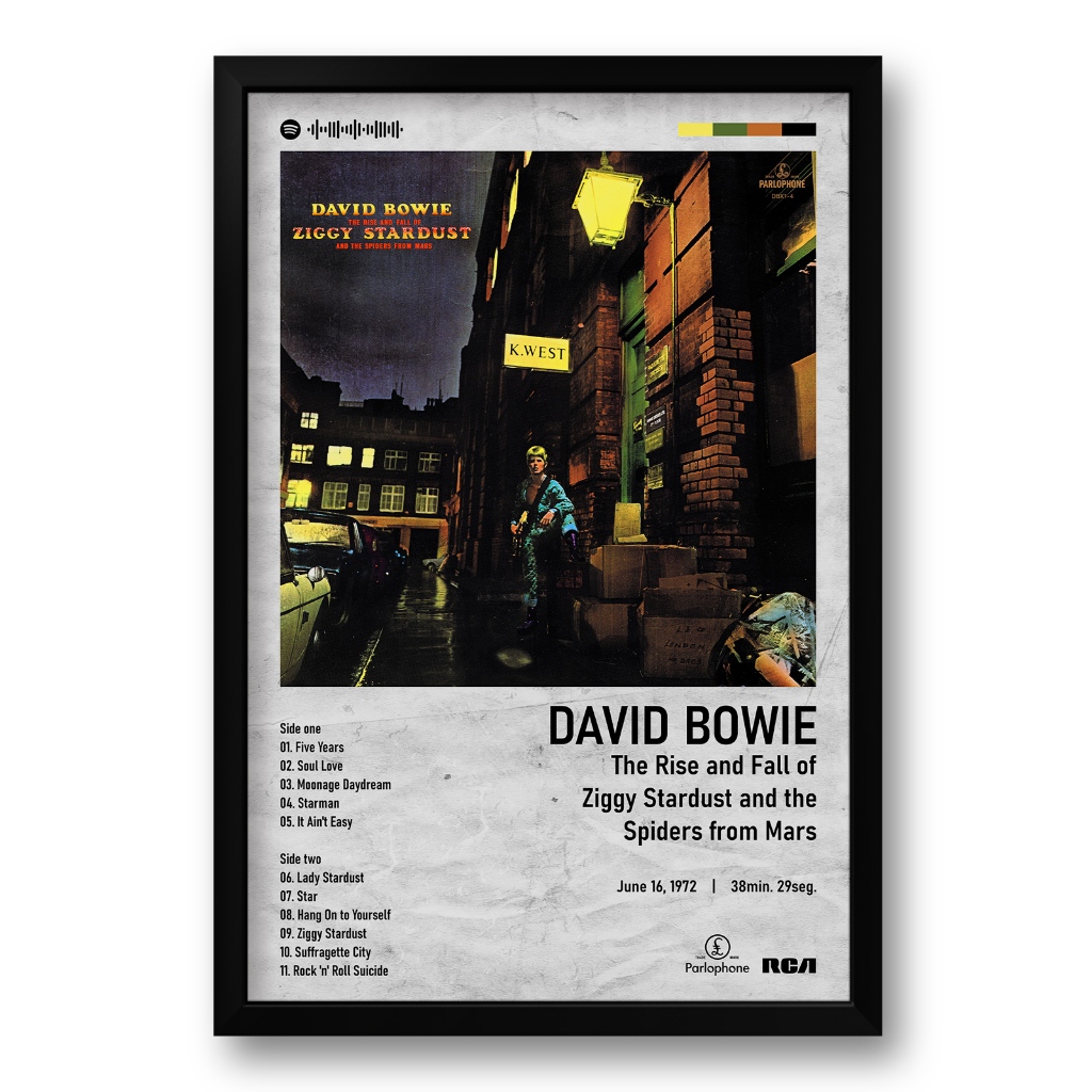 Quadro Álbum The Rise and Fall of Ziggy Stardust and the Spiders from Mars - David Bowie - 40x60cm