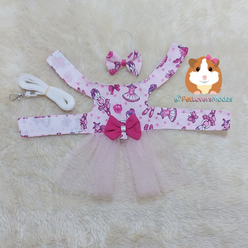 Roupa Vestido Pet Bailarina para Porquinho da Índia  e filhote de pinscher 0 e 00 + alça e Laço