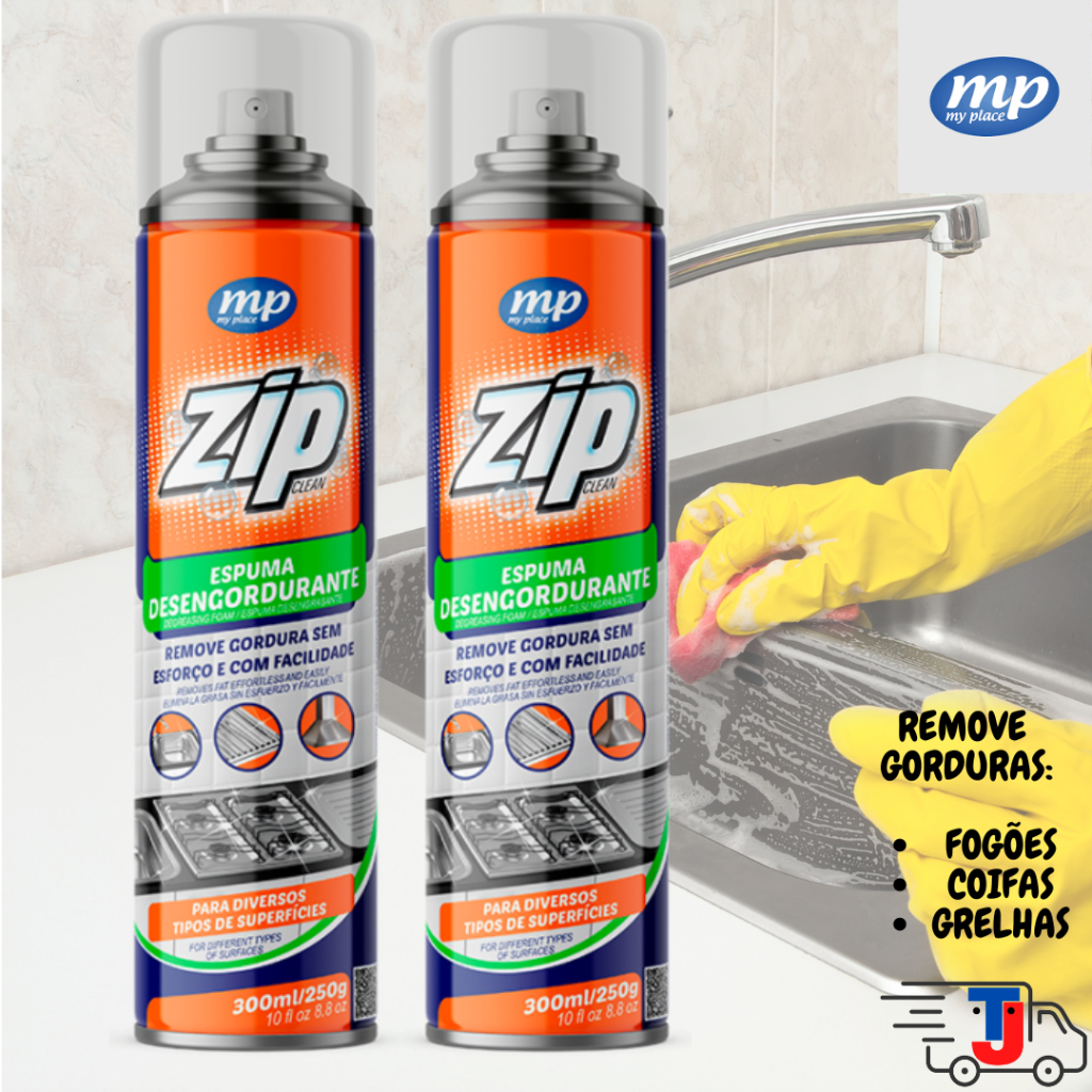 KIT 02 Espuma Desengordurante Spray ZIP 300ml em Oferta na Shopee