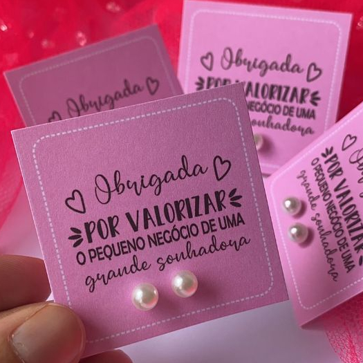 30 Pares de Brinco de Perola com tag Mimo para cliente Lembrancinha em Oferta na Shopee