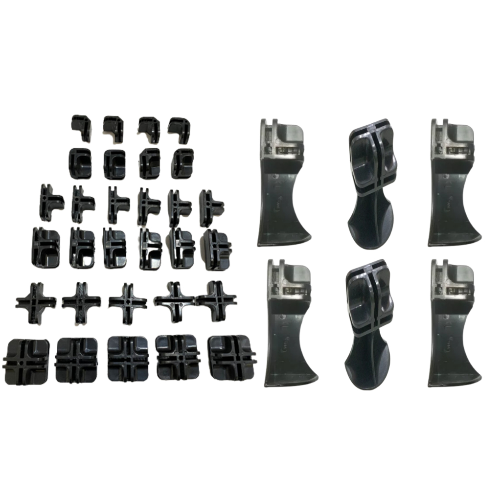36 Conectivos e Pés Balcão Vidro Tela 4mm Loja Montagem Prateleira Vitrine Modulada Kit Sortido