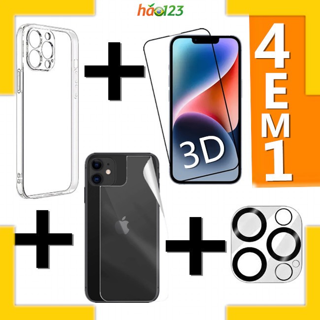 Kit 4em1 Capa Capinha Transparente + Película De Vidro 3D+ Película DeTraseira+ Película De Camera  Full Cover  Para iPhone 11 /11pro/11promax/12/12pro/12promax/13/13pro/13promax/14/14pro/14promax/15/15pro/15plus/15promax em Oferta na Shopee