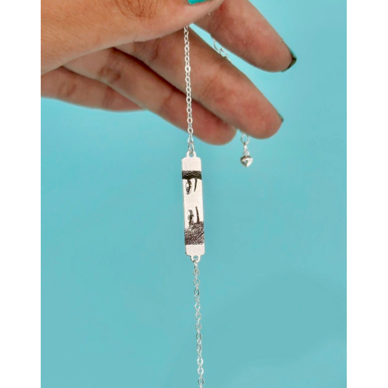 Pulseira personalizada à laser plaquinha “olhar” Unissex banhada à prata 925 em Oferta na Shopee