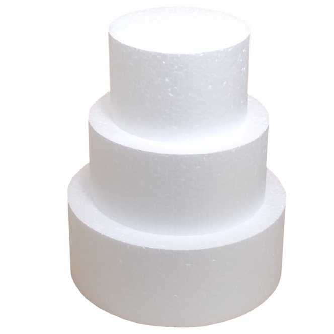 Bolo fake Isopor 20x25x30cm com 10cm de altura Base Redonda 3 andares- MK Casa e Decoração