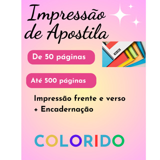 Impressão e Encadernação de Apostilas em geral tamanho A4, FRENTE E VERSO. em Oferta na Shopee