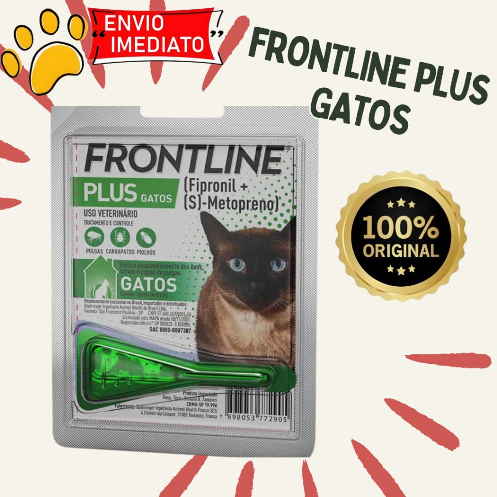 Frontline plus gatos antipulgas, 1 pipeta. Original